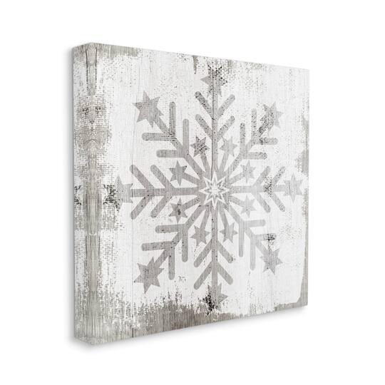 Stupell Industries Winter Snowflake Weathered Pattern Canvas Wall Art